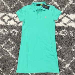 NWT Polo Ralph Lauren Teal Green Polo Cotton Shirt Dress -XS